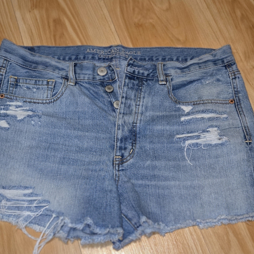 American Eagle Outfitters Light Wash Distressed Denim Jean Shorts
